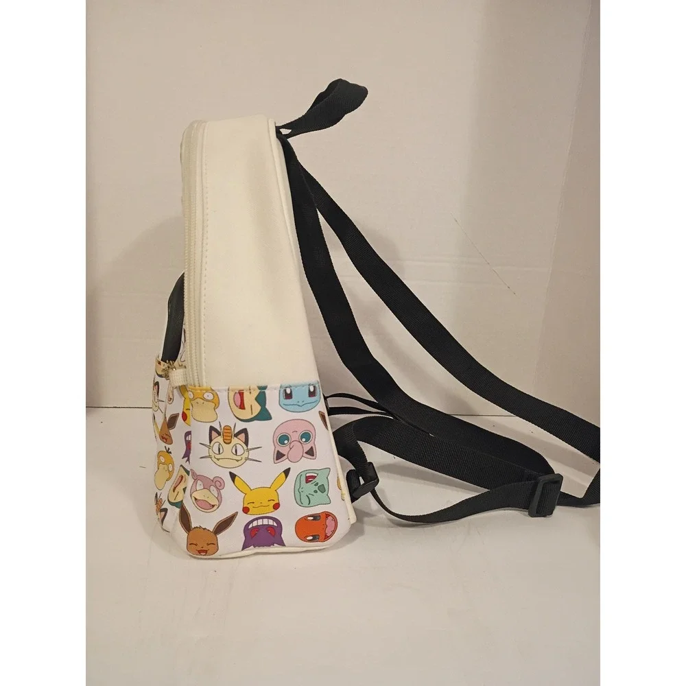 Pokemon Mini‎ Backpack with Poke Ball Coin Purse Pikachu Eevee White All Over.